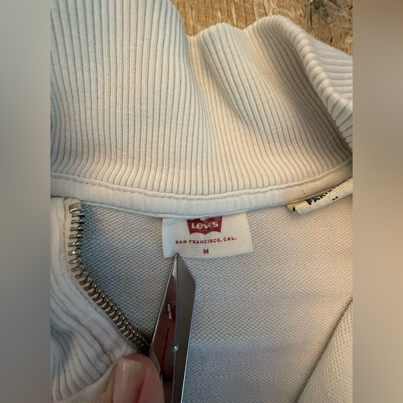 Vintage white Levi’s quarter zip thick sweatshirt M - Picture 6 of 7